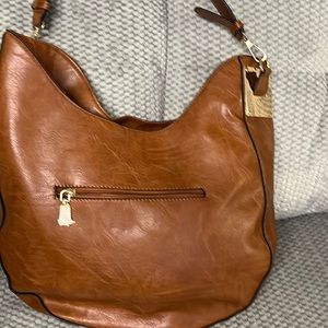 Brown leather hobo..